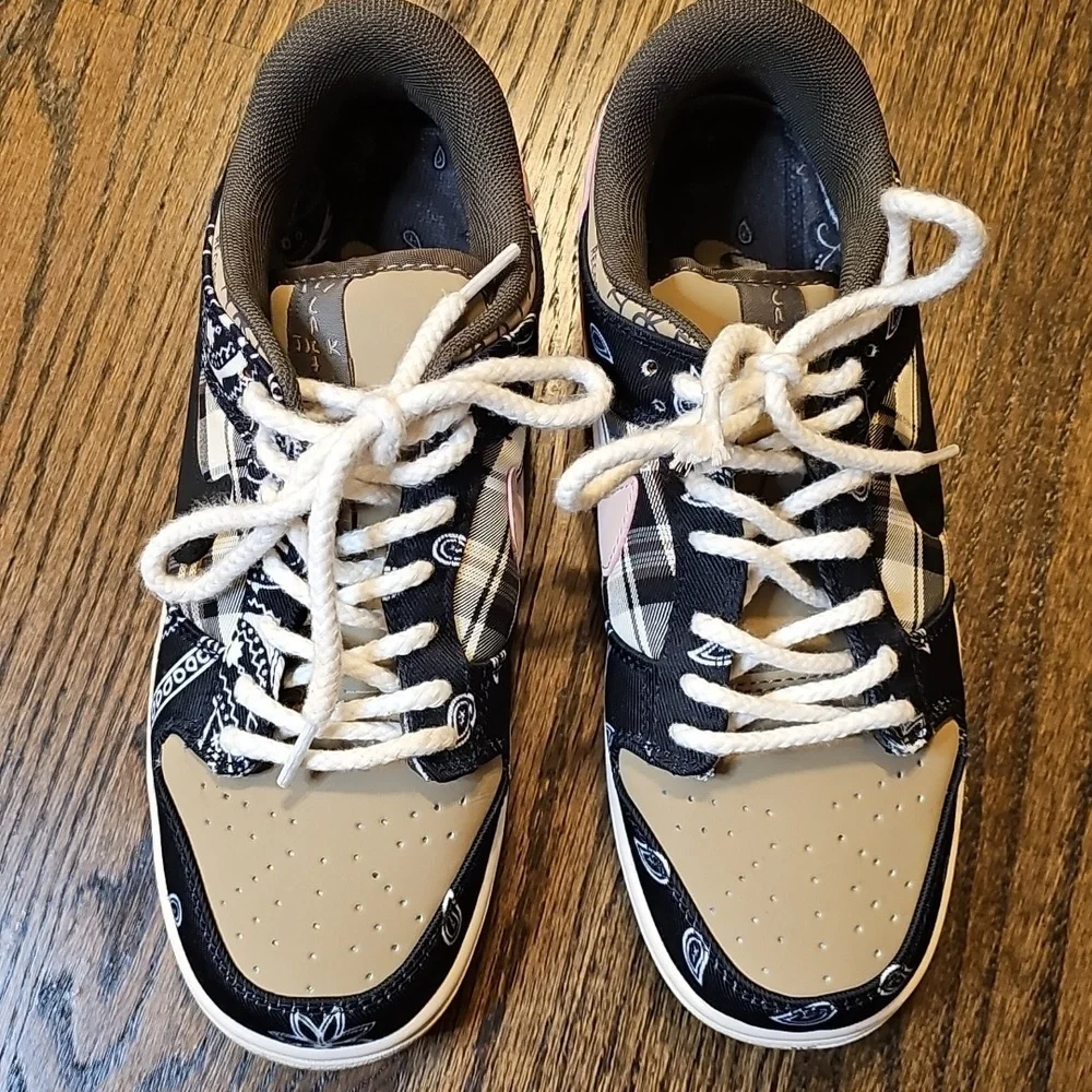 Patchwork Paisley Sneakers in Black and Tan - Picture 3 of 16